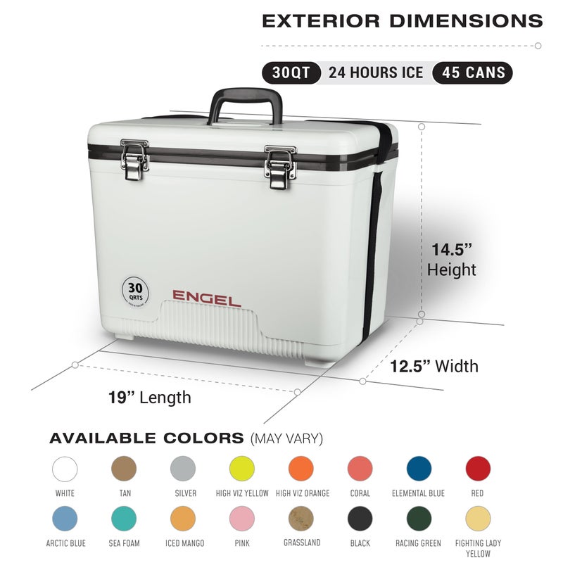 Engel UC30 30qt Leak-Proof, Air Tight, Drybox Cooler and Hard Shell Lunchbox for Men and Women in Silver - Image 2